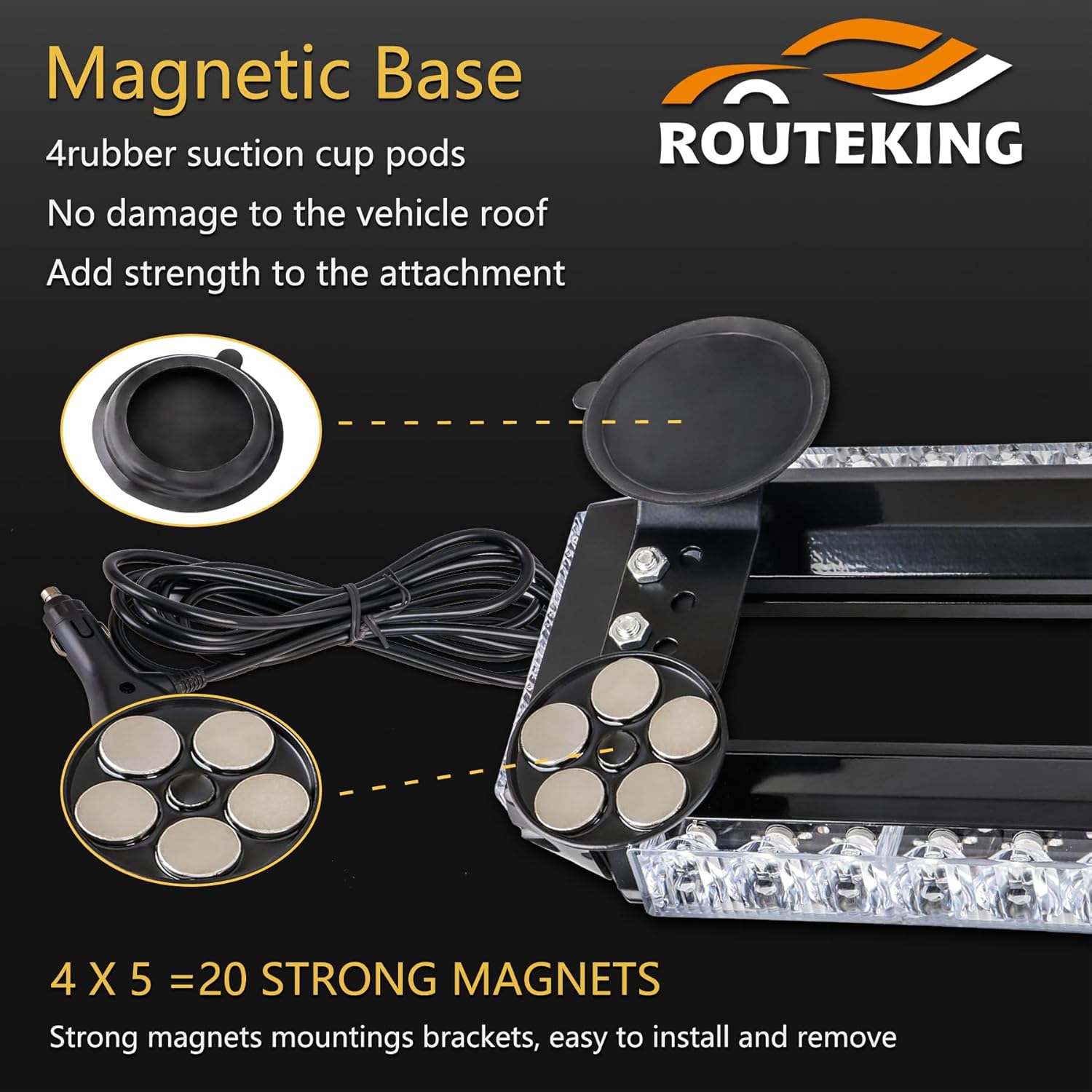 80 LED Amber Strobe Light Bar - Image 6