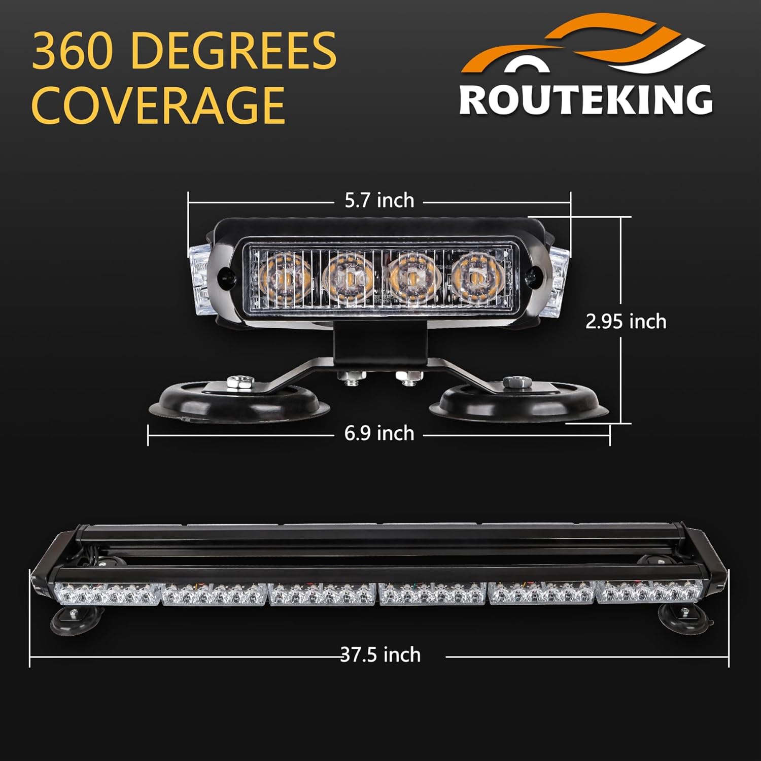 80 LED Amber Strobe Light Bar - Image 3