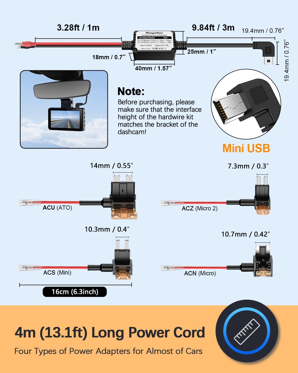 Mini USB Dash Cam Hardwire Kit - Image 8