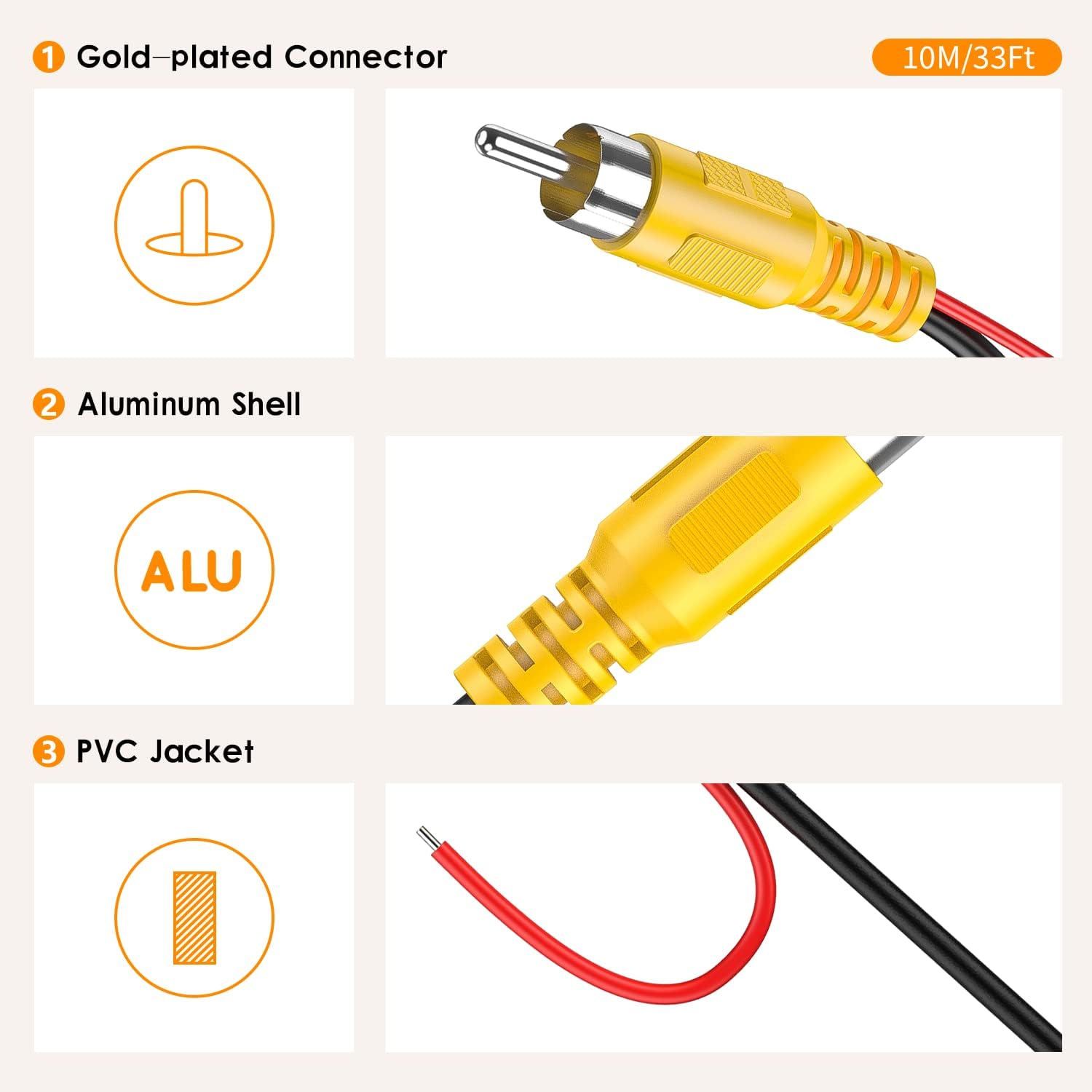 10M RCA Video Cable with Reverse Trigger Wire - Image 3