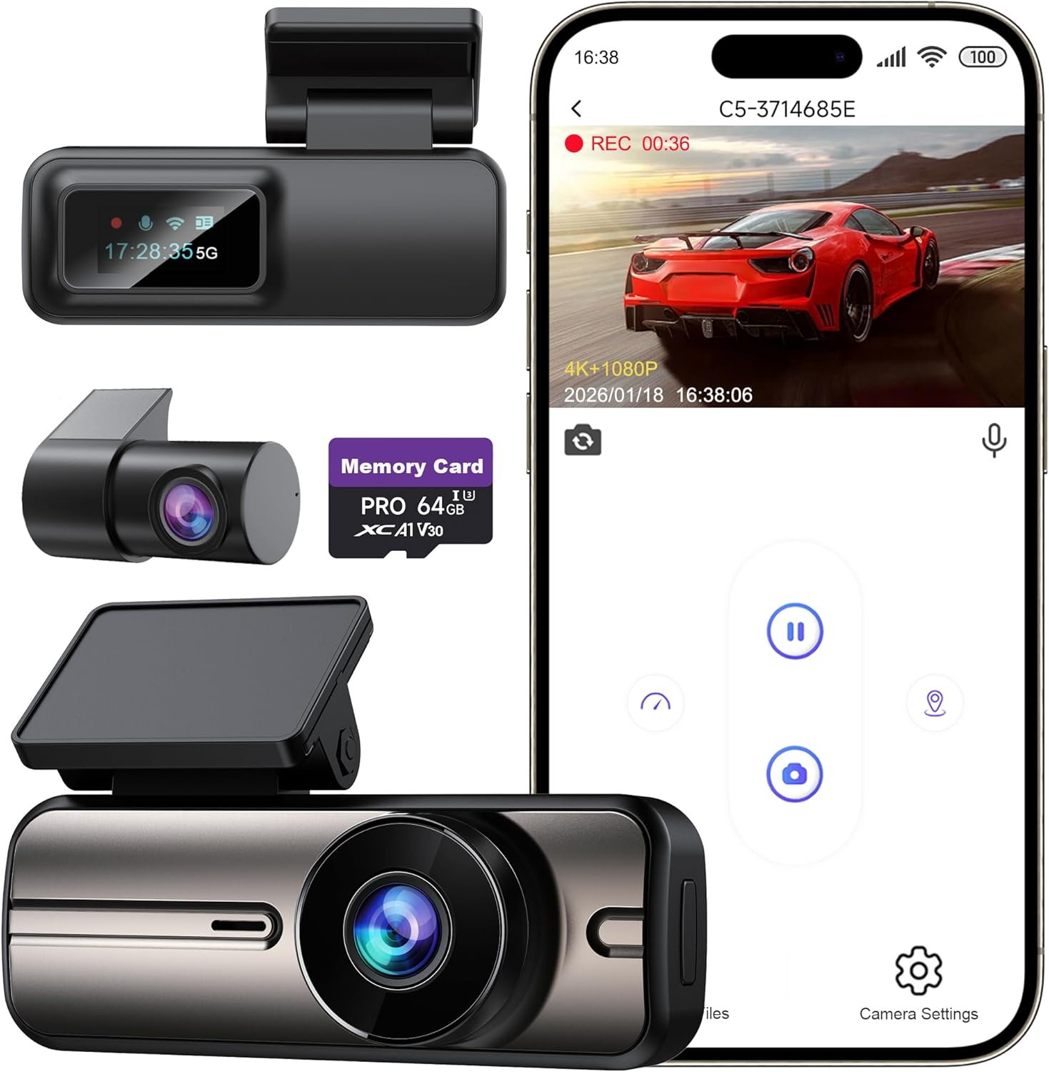 4k front and rear dash cam