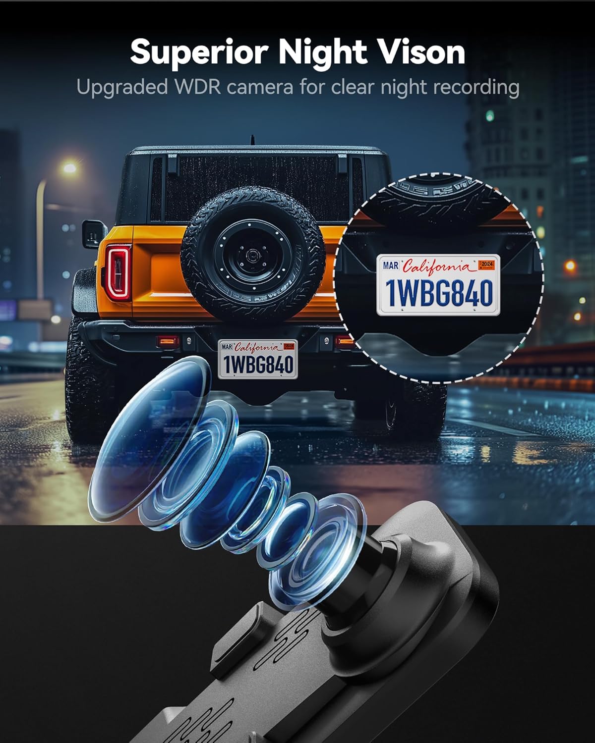 4K Mirror Dash Cam Front and Rear – 12" Smart Rear View Mirror Dash Camera with WiFi & GPS - Image 6
