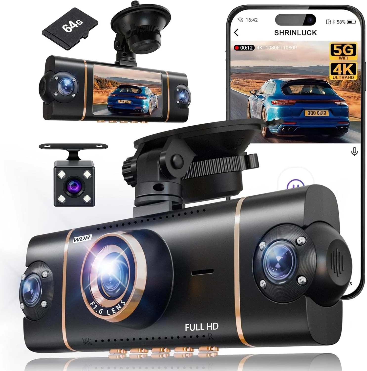 4 channel 4K 360° dash cam
