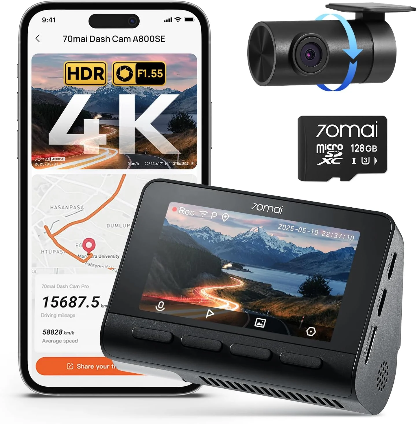 4K Front Dash Cam with GPS