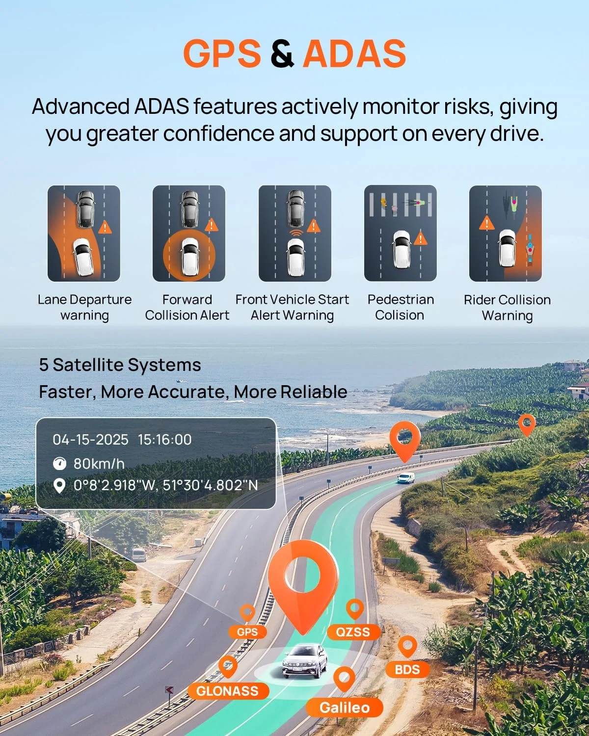 4K Front Dash Cam with GPS, WiFi, ADAS & Parking Mode - Image 7