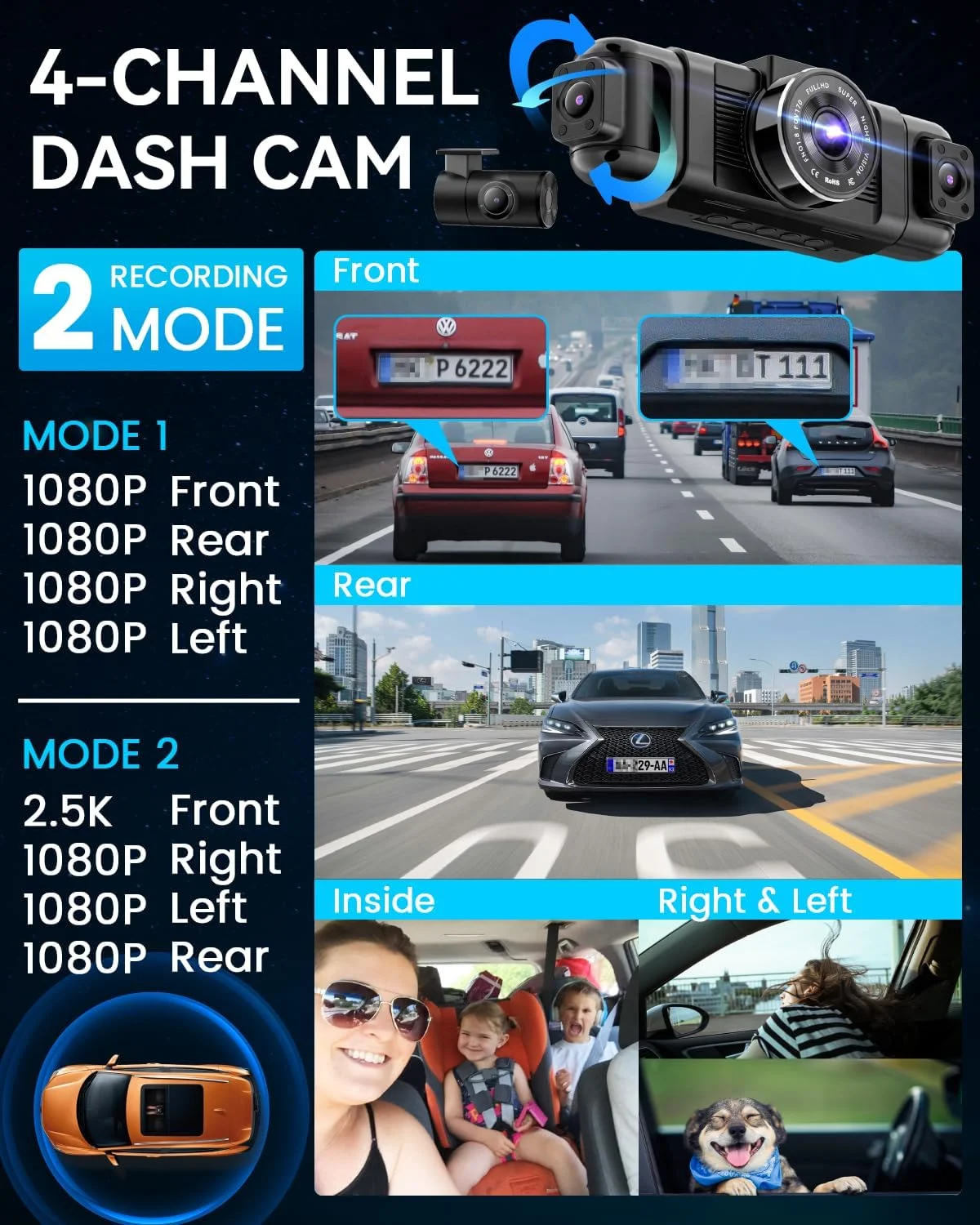 4 Channel In-Cab Dash Camera with WiFi & Parking Mode | Professional Installation - Image 3