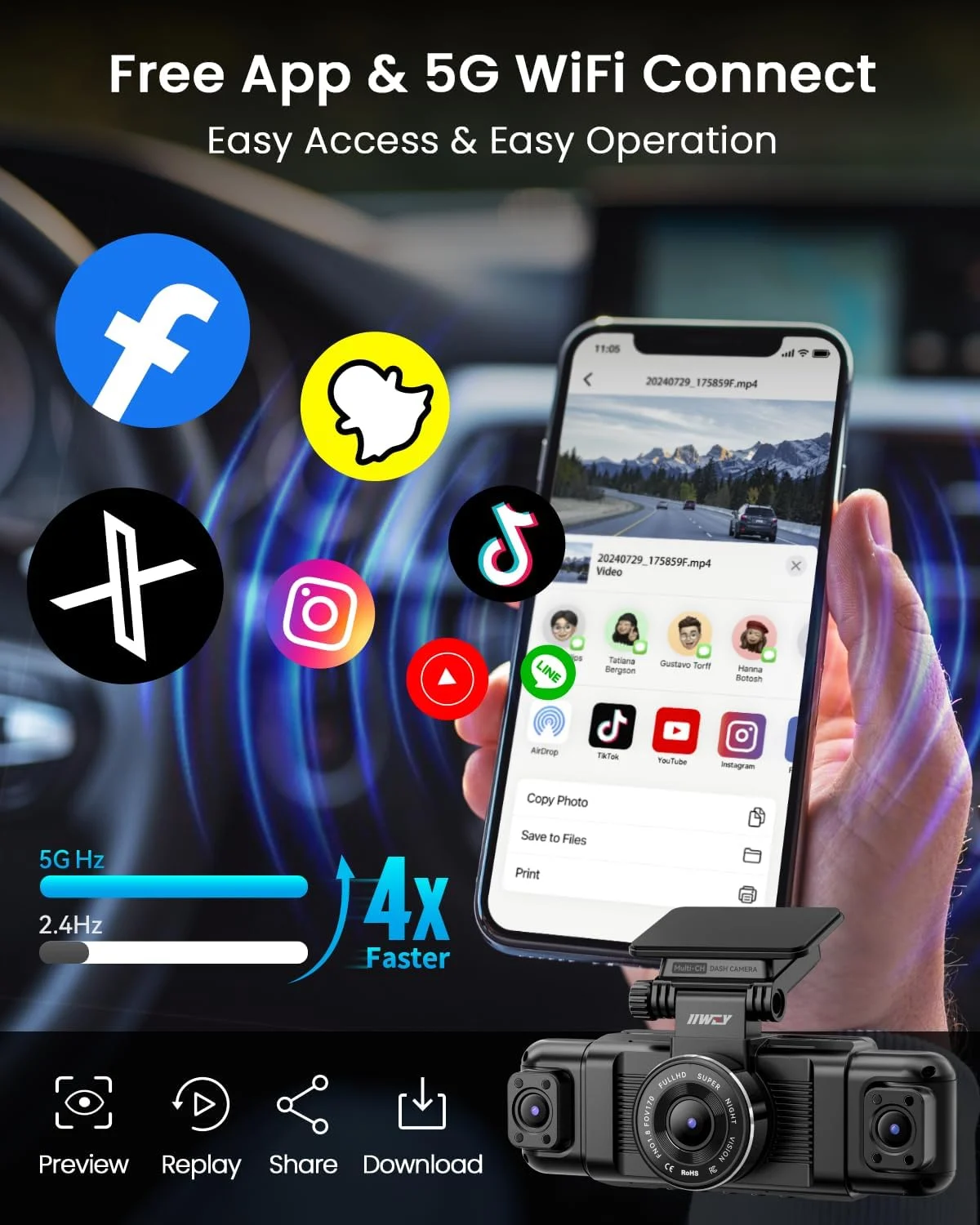 4 Channel In-Cab Dash Camera with WiFi & Parking Mode | Professional Installation - Image 6