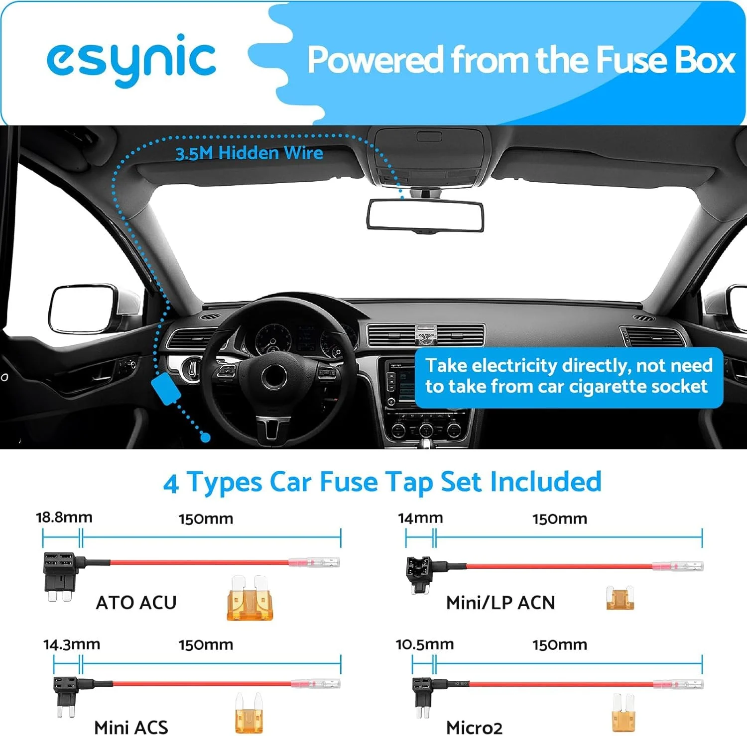Micro USB Dash Cam Hardwire Kit - Universal 3-in-1 with USB-C & Mini USB Adapters - Image 2