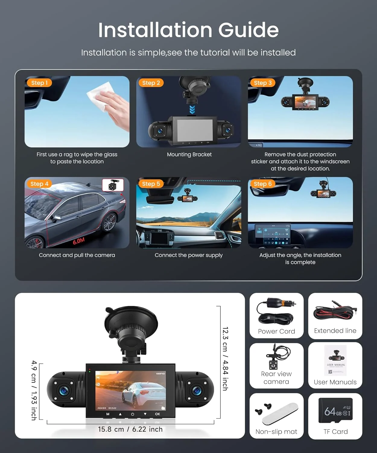 4 Channel 360° In-Cab Dash Camera with WiFi & Parking Mode - Image 8